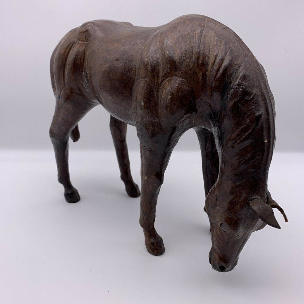 Vintage Leather Wrapped Horse Figure Figurine